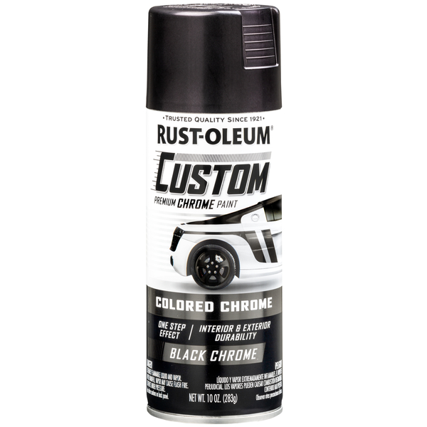 Rust-Oleum Automotive Premium Custom Chrome Lacquer Spray Paint, Black, 10 oz. 343346